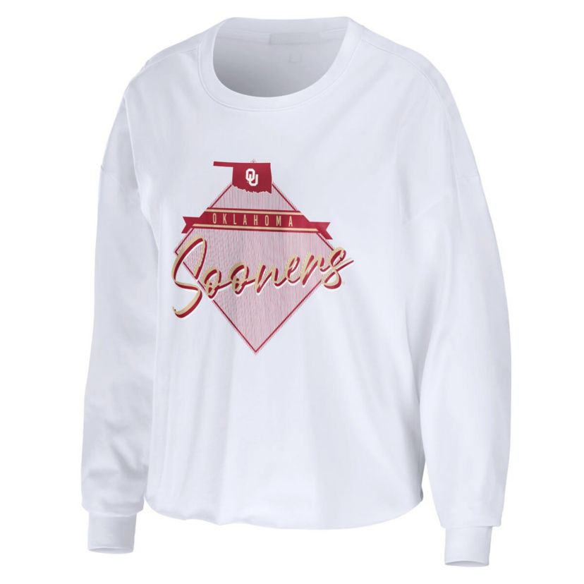NCAA Oklahoma Sooners Diamond Long Sleeve Cropped T-Shirt