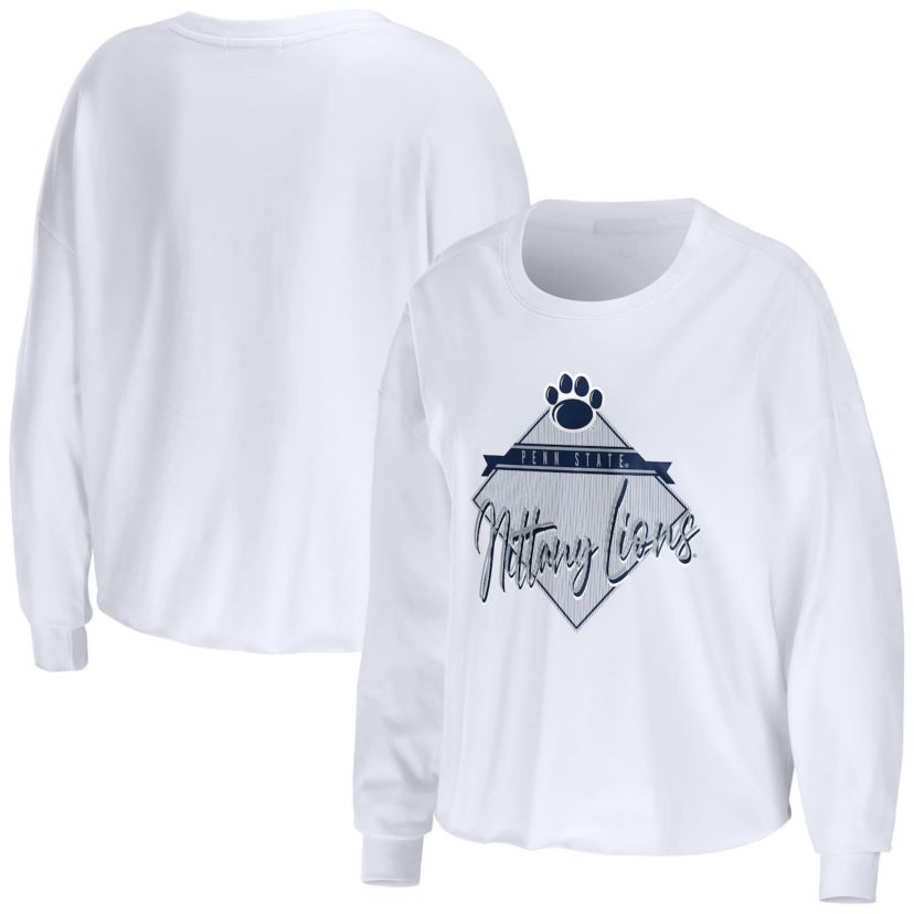 NCAA Penn State Nittany Lions Diamond Long Sleeve Cropped T-Shirt