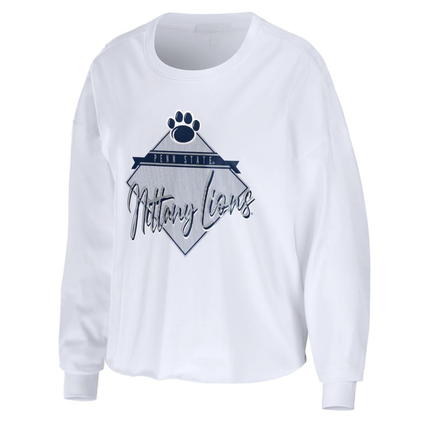 NCAA Penn State Nittany Lions Diamond Long Sleeve Cropped T-Shirt