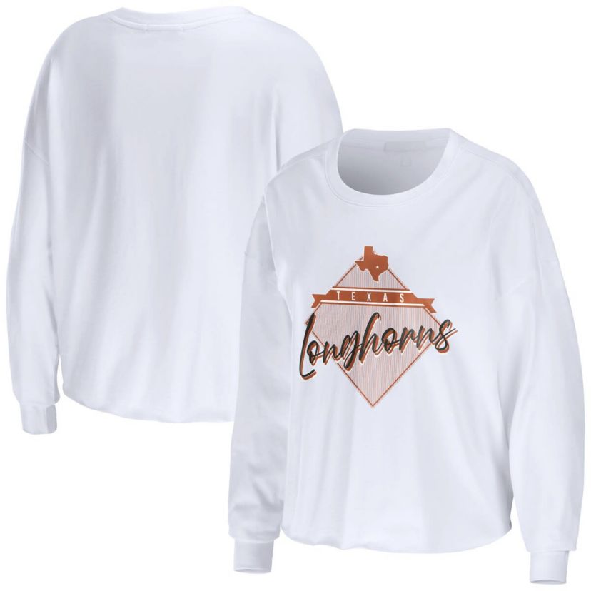 NCAA Texas Longhorns Diamond Long Sleeve Cropped T-Shirt