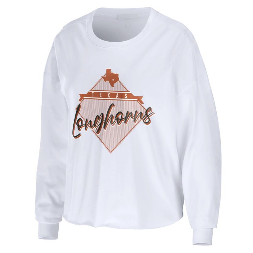 NCAA Texas Longhorns Diamond Long Sleeve Cropped T-Shirt