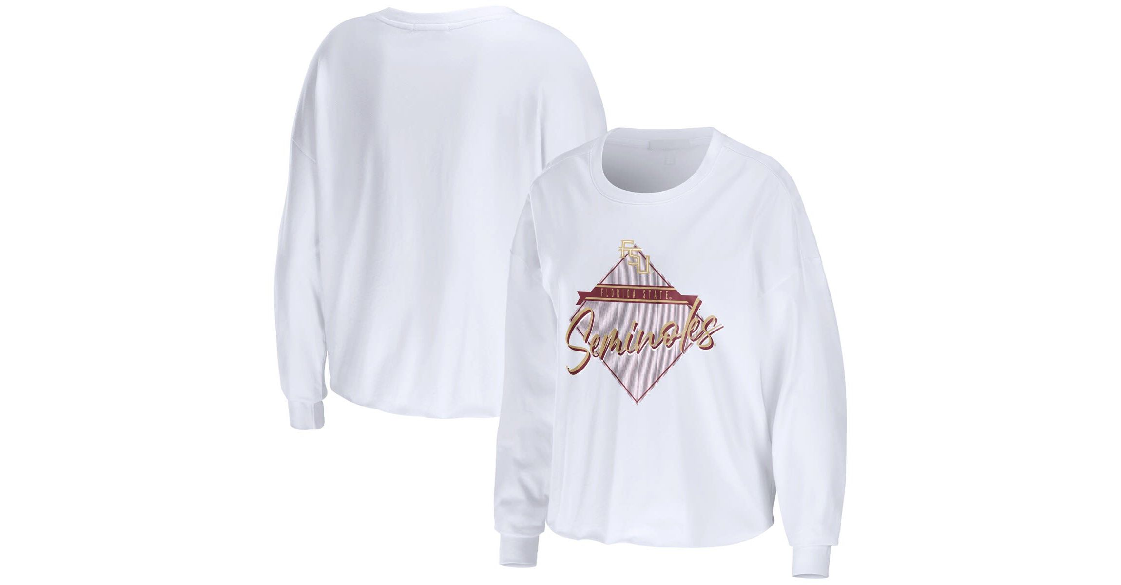 NCAA Florida State Seminoles Diamond Long Sleeve Cropped T-Shirt