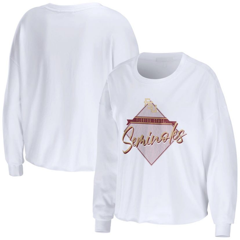 NCAA Florida State Seminoles Diamond Long Sleeve Cropped T-Shirt