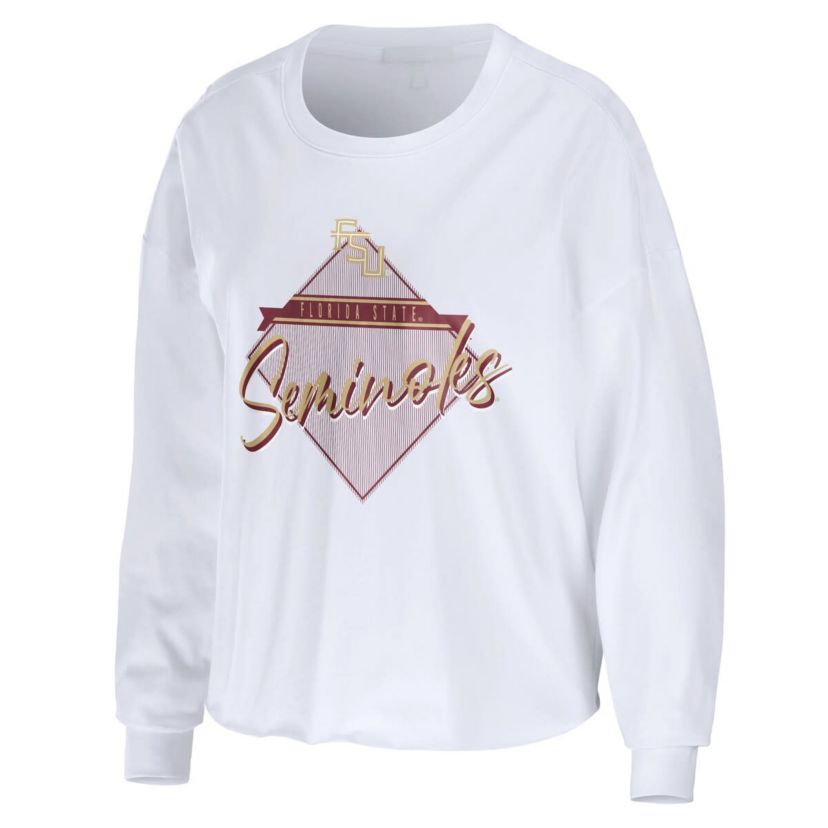 NCAA Florida State Seminoles Diamond Long Sleeve Cropped T-Shirt