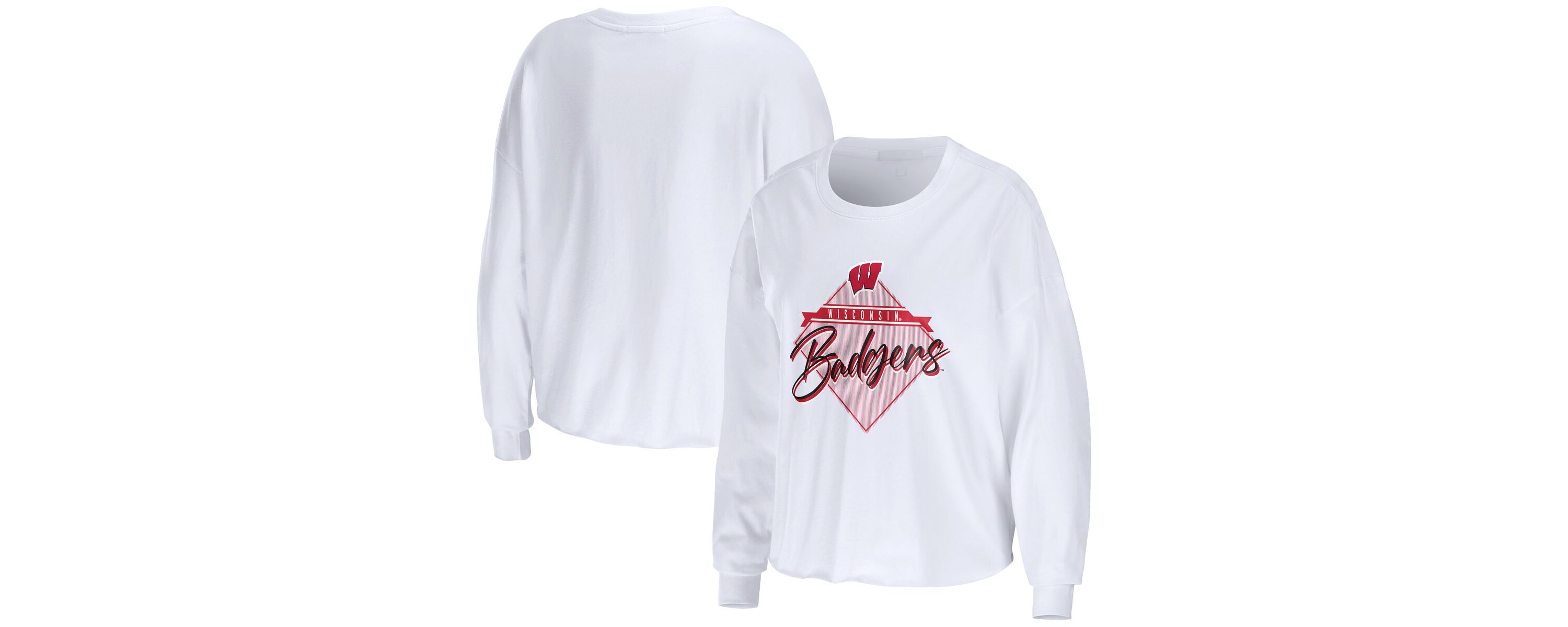 NCAA Wisconsin Badgers Diamond Long Sleeve Cropped T-Shirt