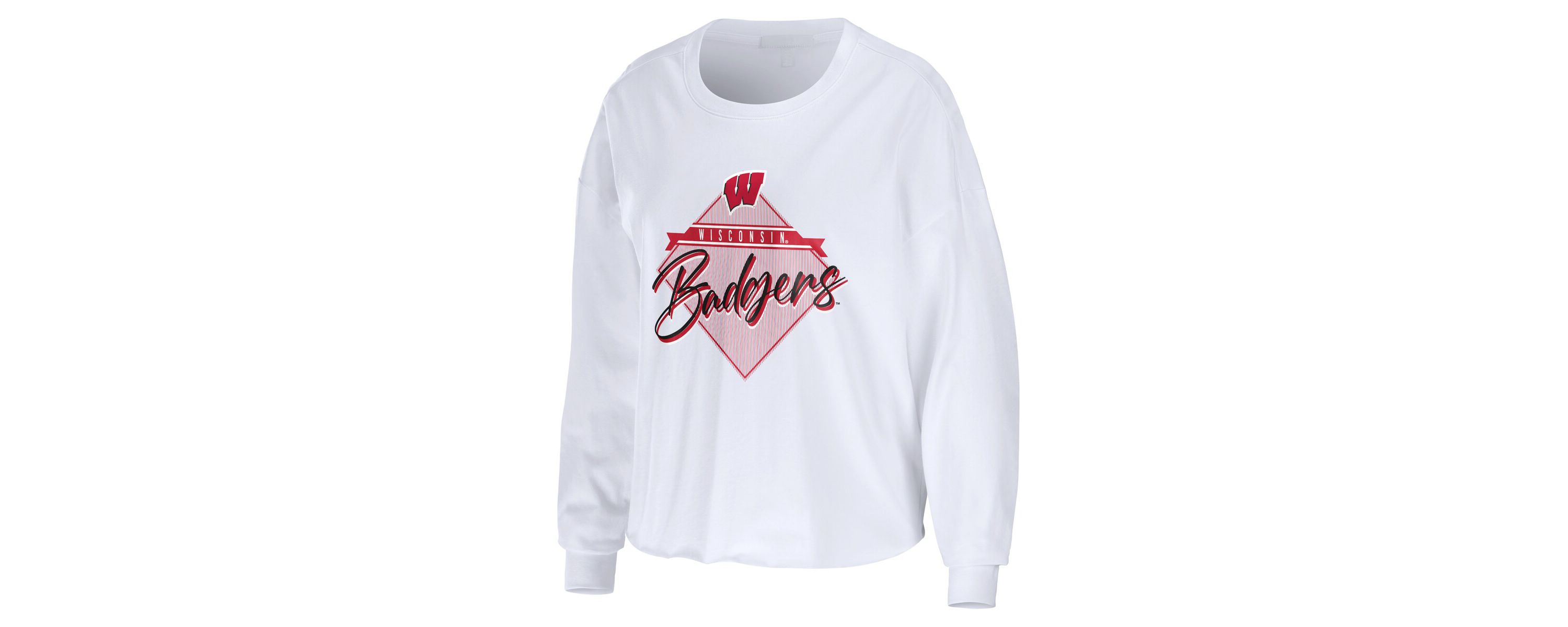 NCAA Wisconsin Badgers Diamond Long Sleeve Cropped T-Shirt