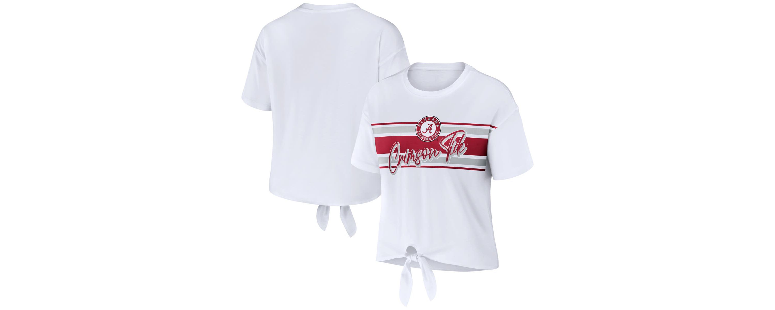 Alabama Crimson Tide NCAA Alabama Tide Striped Front Knot Cropped T-Shirt