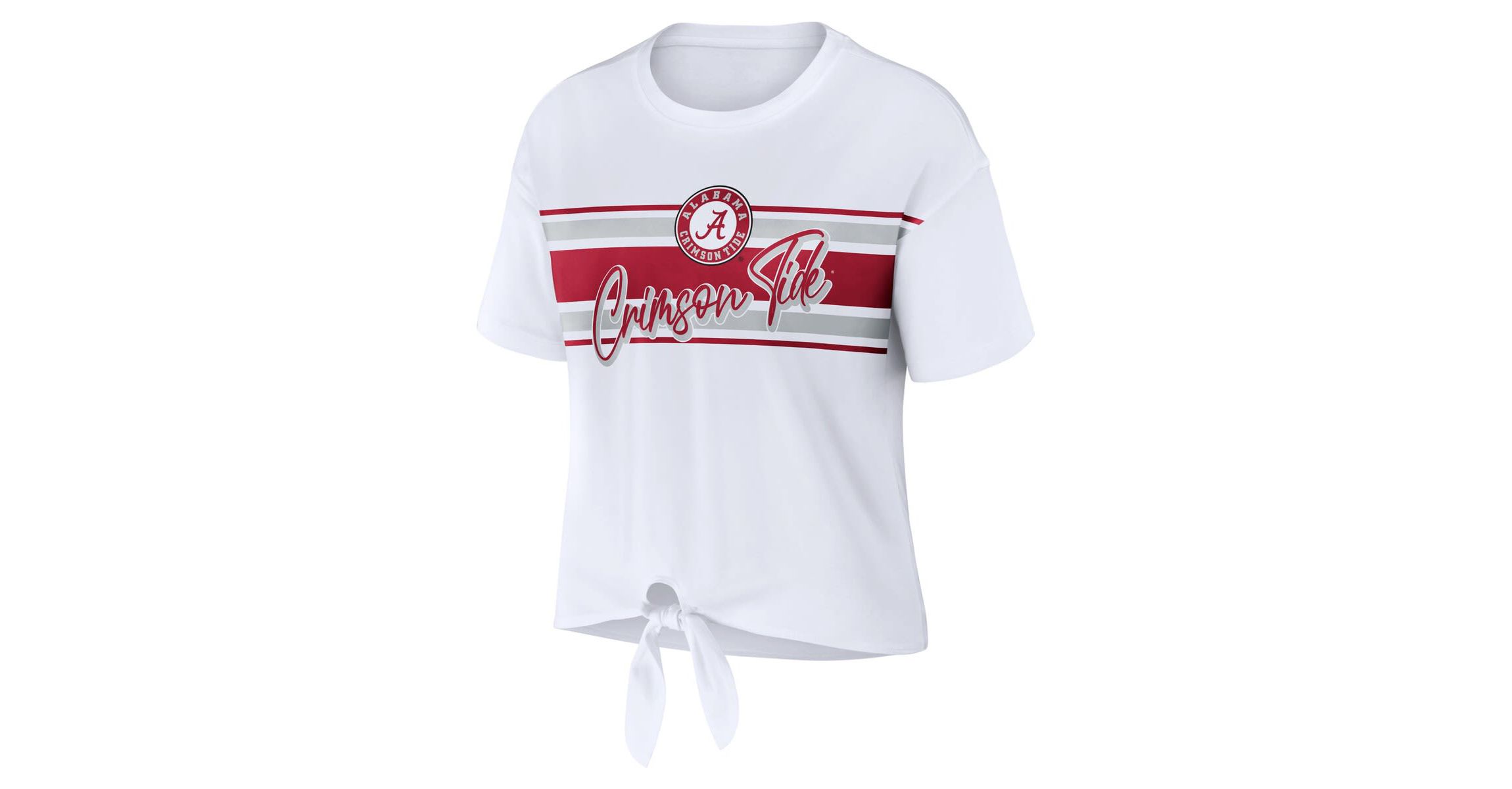 Alabama Crimson Tide NCAA Alabama Tide Striped Front Knot Cropped T-Shirt