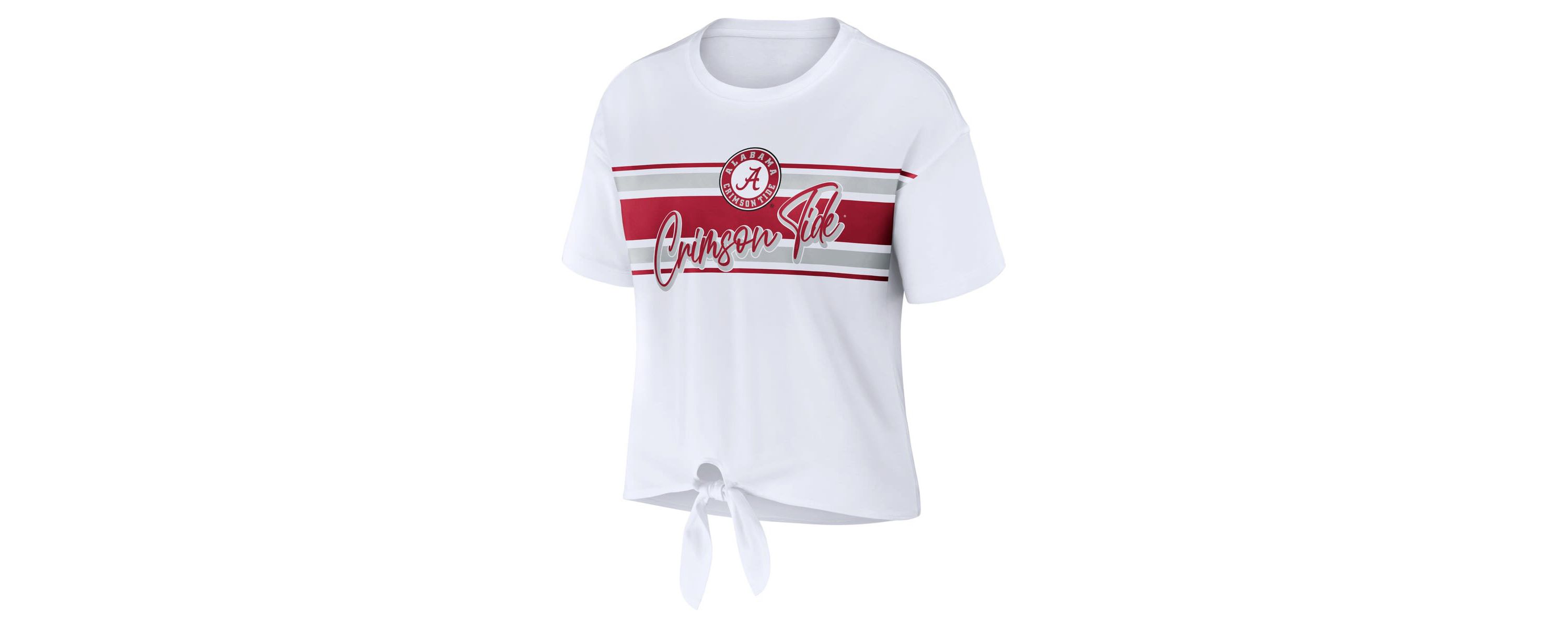 Alabama Crimson Tide NCAA Alabama Tide Striped Front Knot Cropped T-Shirt