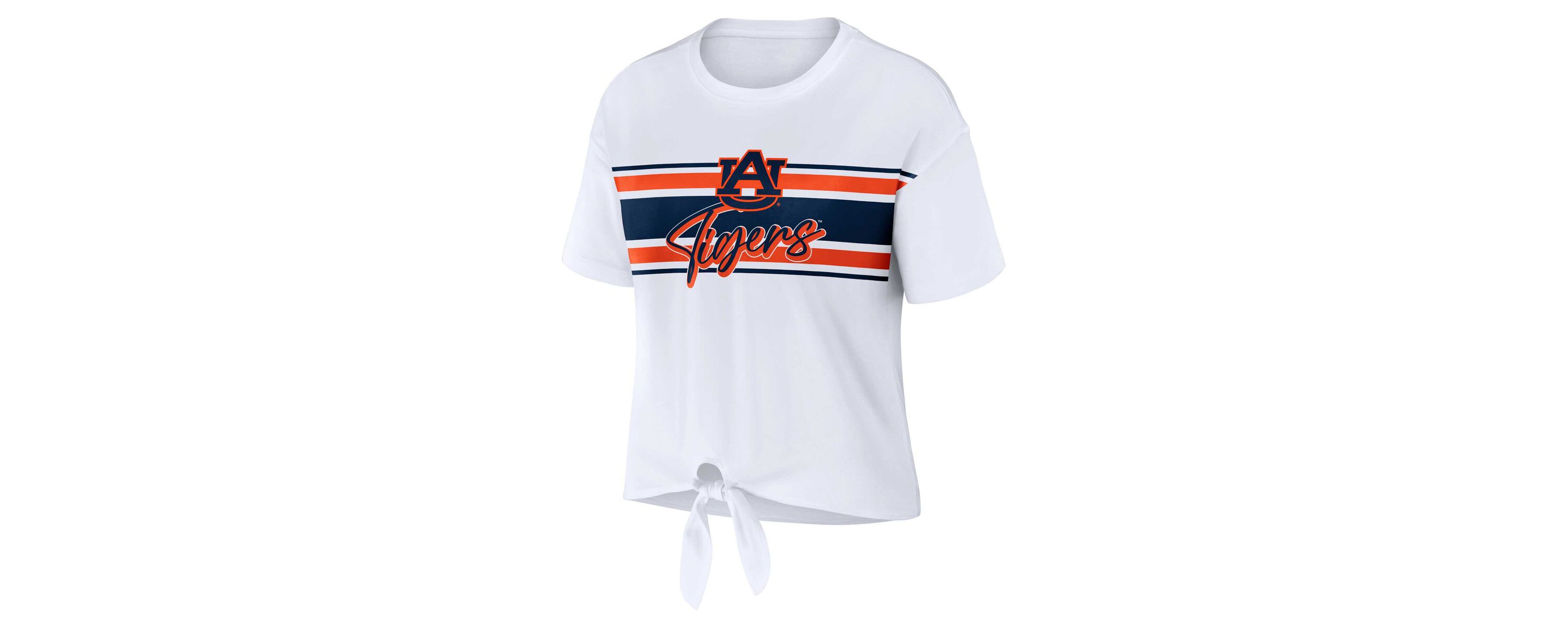 NCAA Auburn Tigers Striped Front Knot Cropped T-Shirt