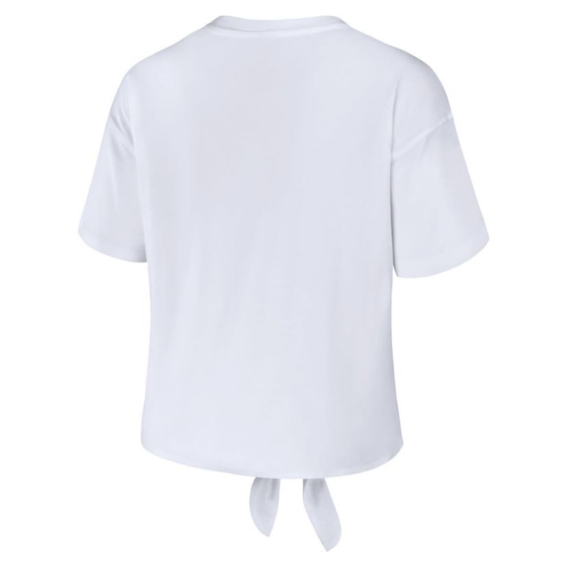 NCAA Ohio State Buckeyes Striped Front Knot Cropped T-Shirt