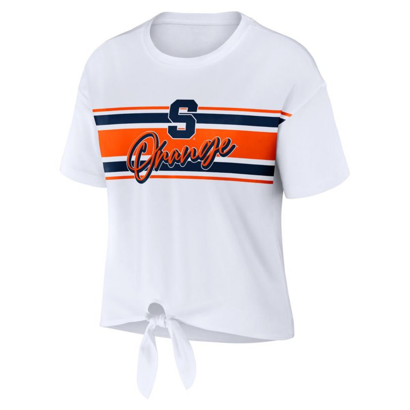 Syracuse Orange NCAA Syracuse Striped Front Knot Cropped T-Shirt