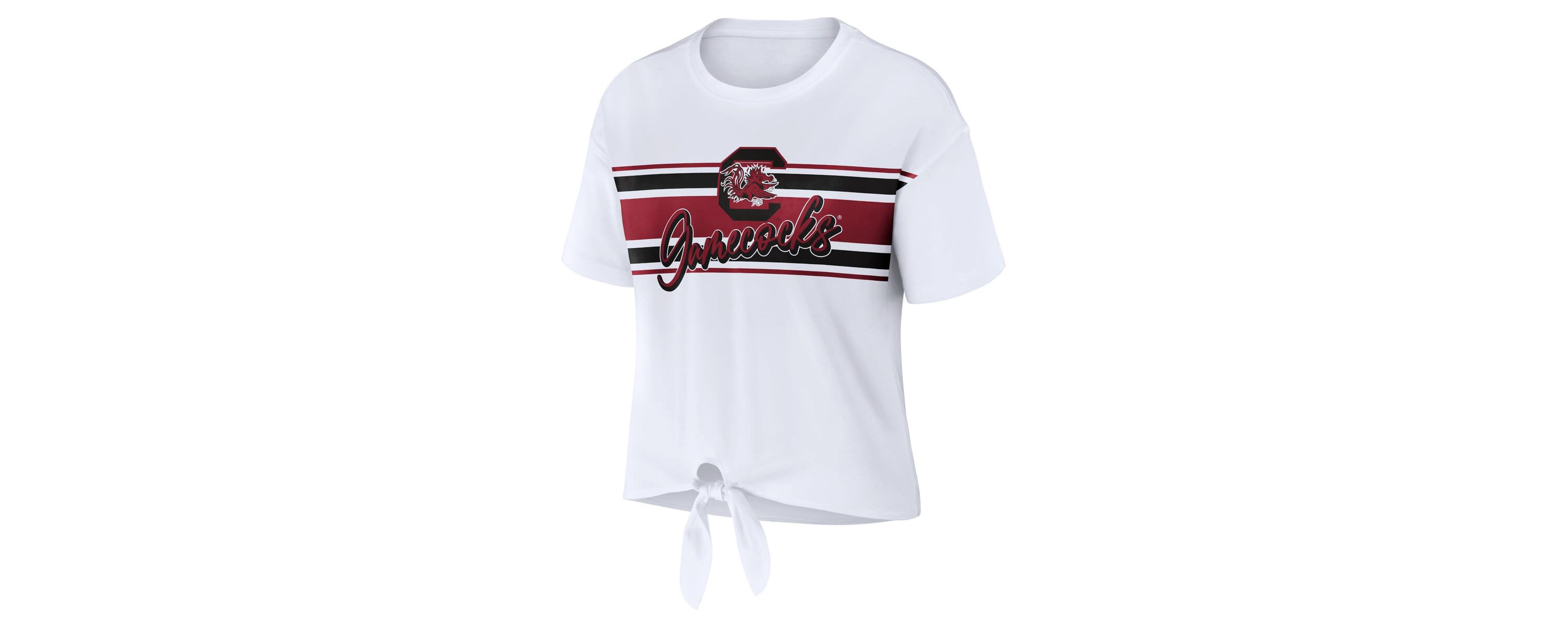 NCAA South Carolina Gamecocks Striped Front Knot Cropped T-Shirt