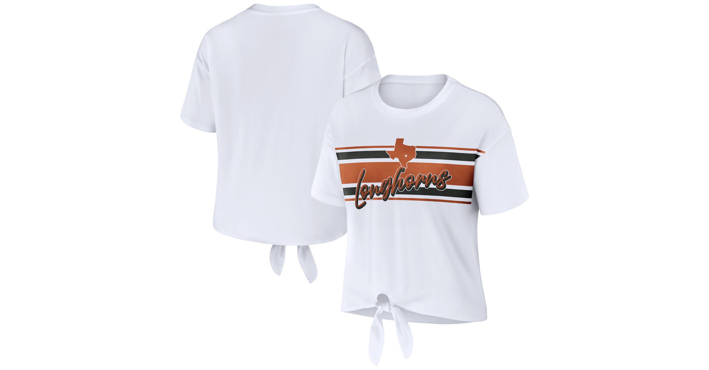 NCAA Texas Longhorns Striped Front Knot Cropped T-Shirt