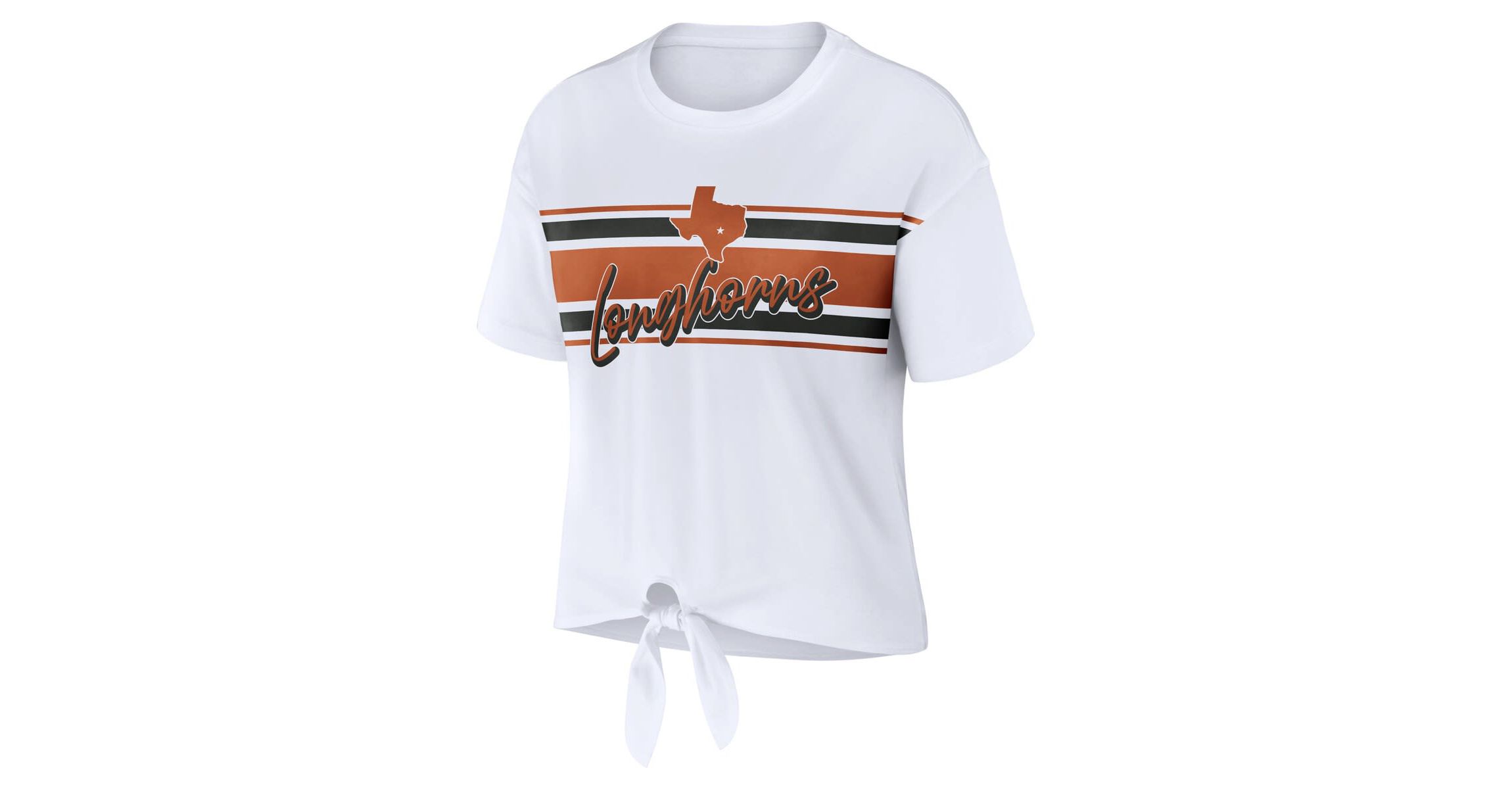NCAA Texas Longhorns Striped Front Knot Cropped T-Shirt