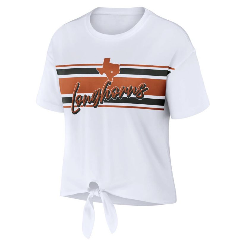 NCAA Texas Longhorns Striped Front Knot Cropped T-Shirt