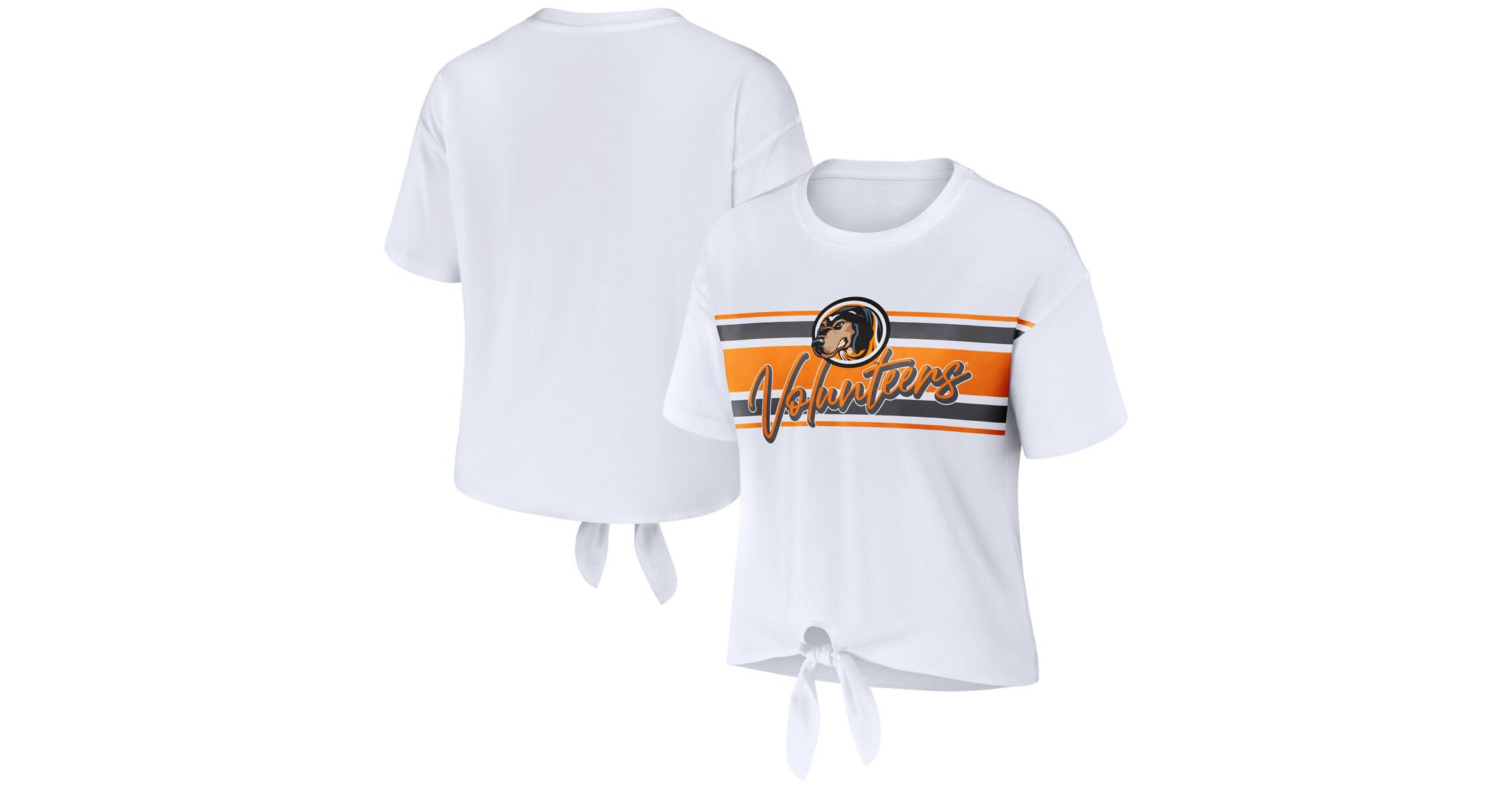 NCAA Tennessee Volunteers Striped Front Knot Cropped T-Shirt