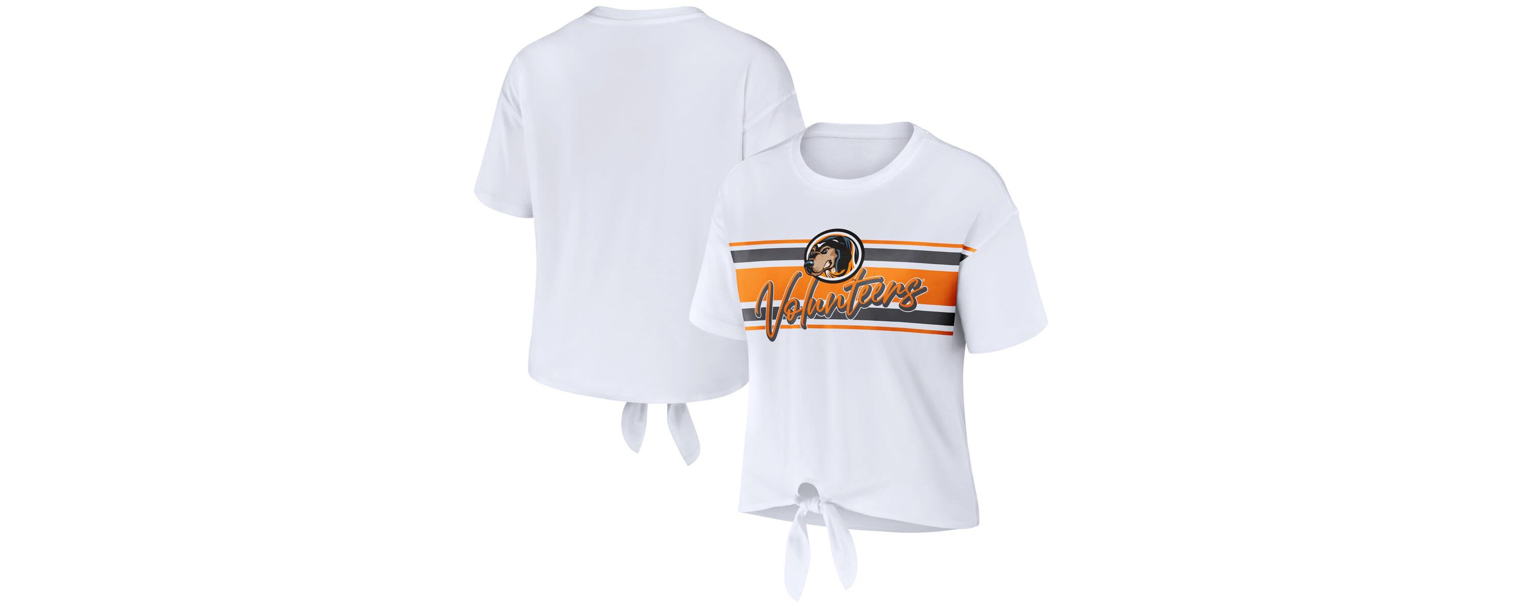 NCAA Tennessee Volunteers Striped Front Knot Cropped T-Shirt