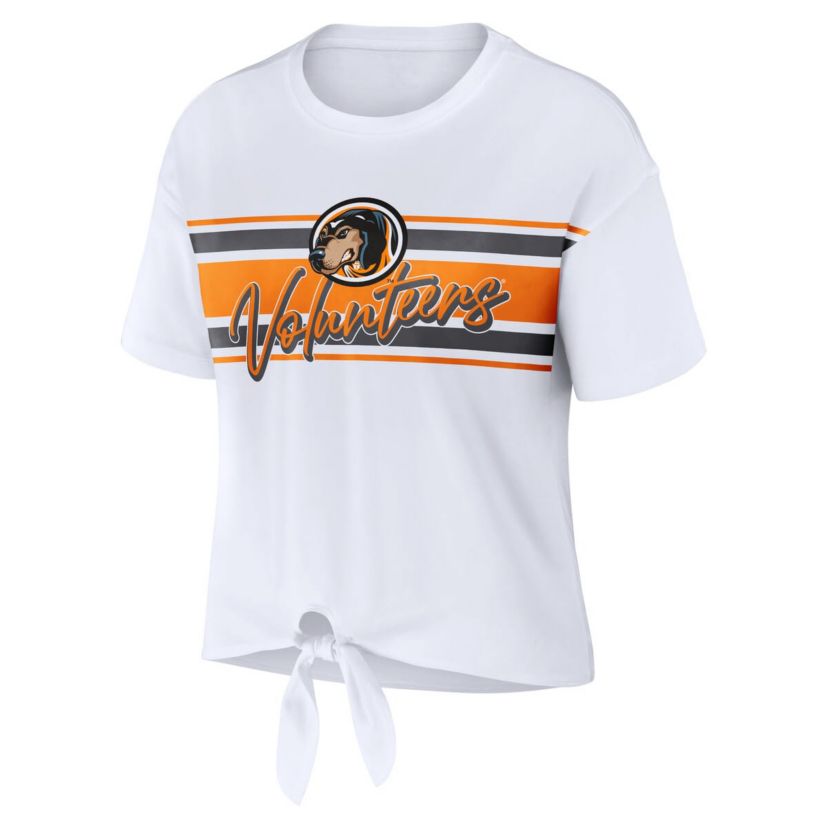 NCAA Tennessee Volunteers Striped Front Knot Cropped T-Shirt