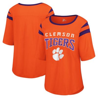 G-III 4Her by Carl Banks NCAA Clemson Tigers Plus Size Linebacker Half-Sleeve T-Shirt, Orange, 1X