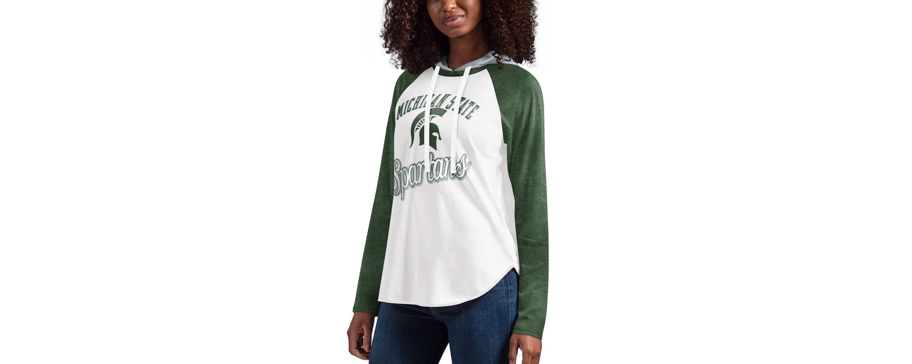 NCAA Michigan State Spartans From the Sideline Raglan Long Sleeve Hoodie T-Shirt