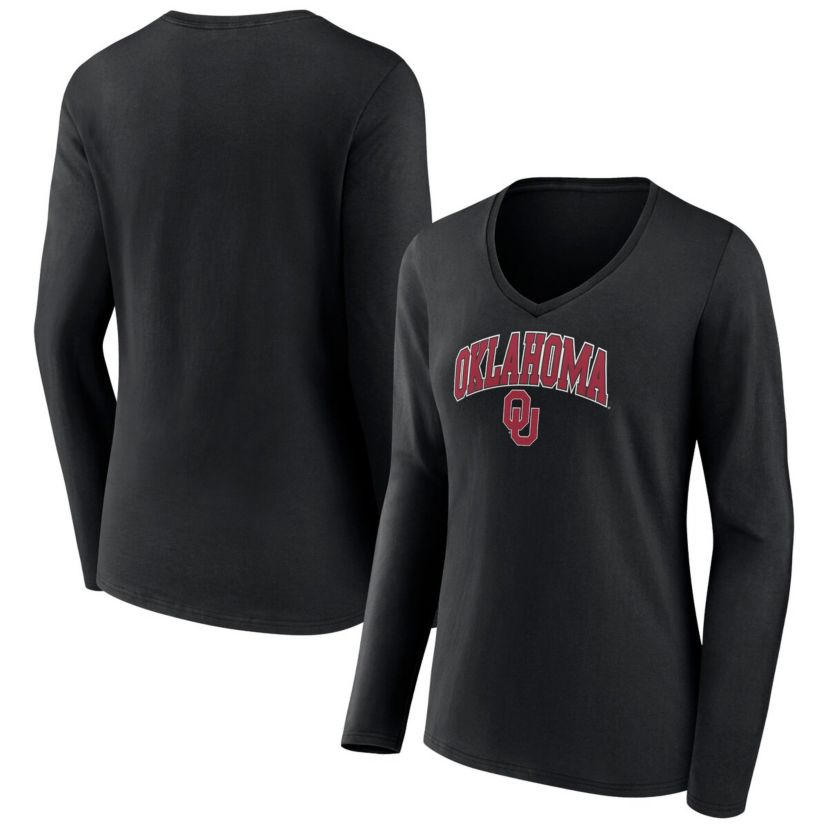 NCAA Fanatics Oklahoma Sooners Campus Long Sleeve V-Neck T-Shirt