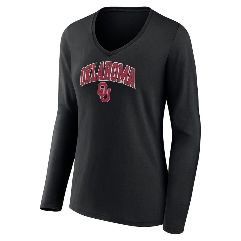 NCAA Fanatics Oklahoma Sooners Campus Long Sleeve V-Neck T-Shirt