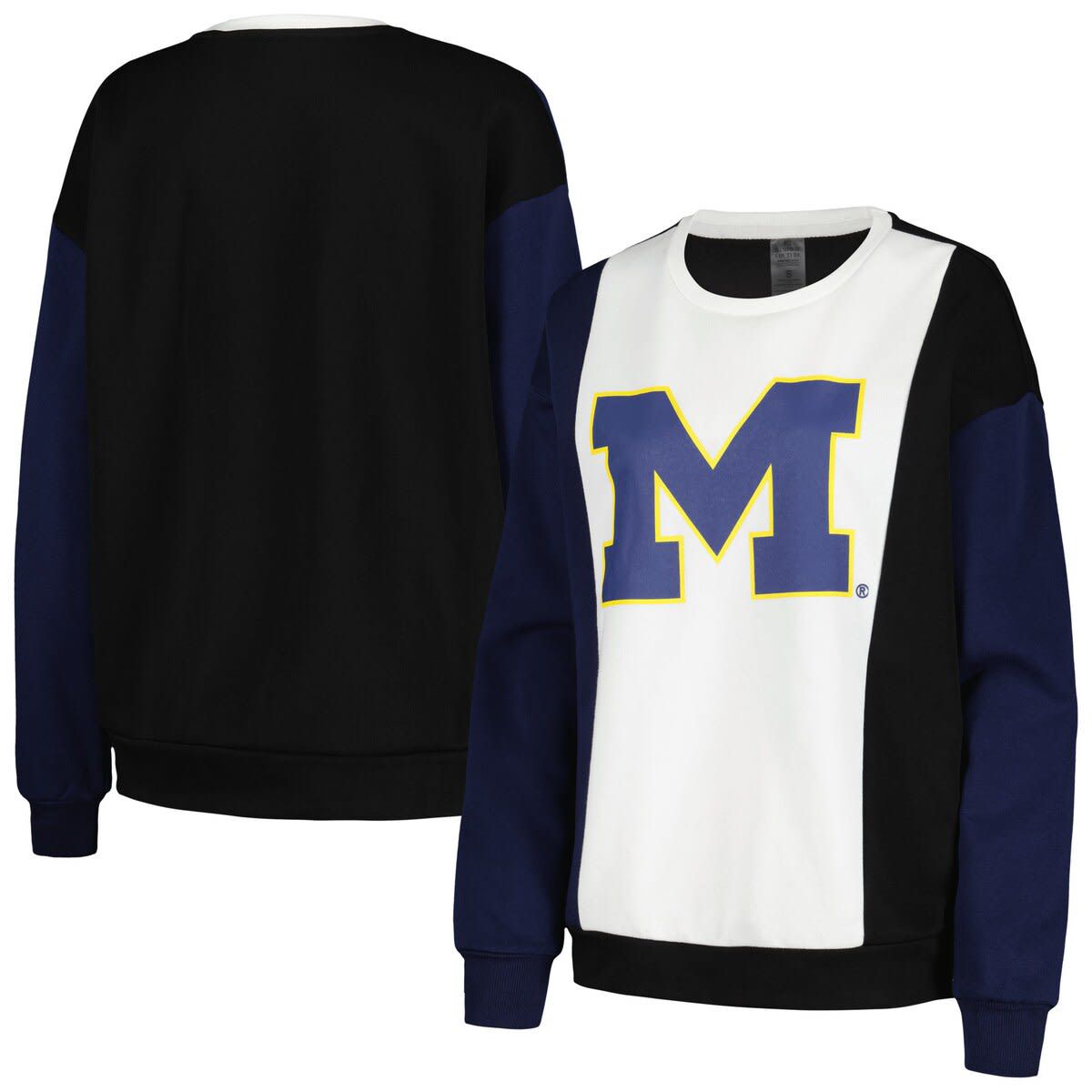 NCAA Michigan Wolverines Vertical Color-Block Pullover Sweatshirt