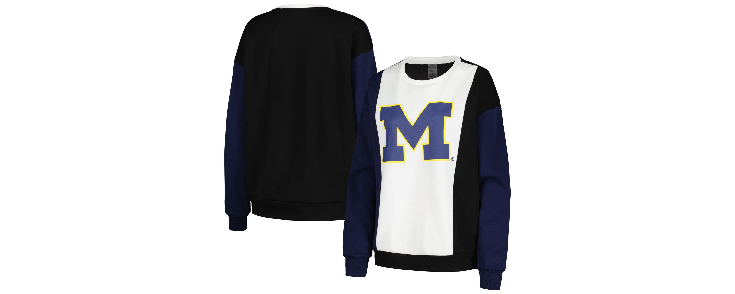 NCAA Michigan Wolverines Vertical Color-Block Pullover Sweatshirt