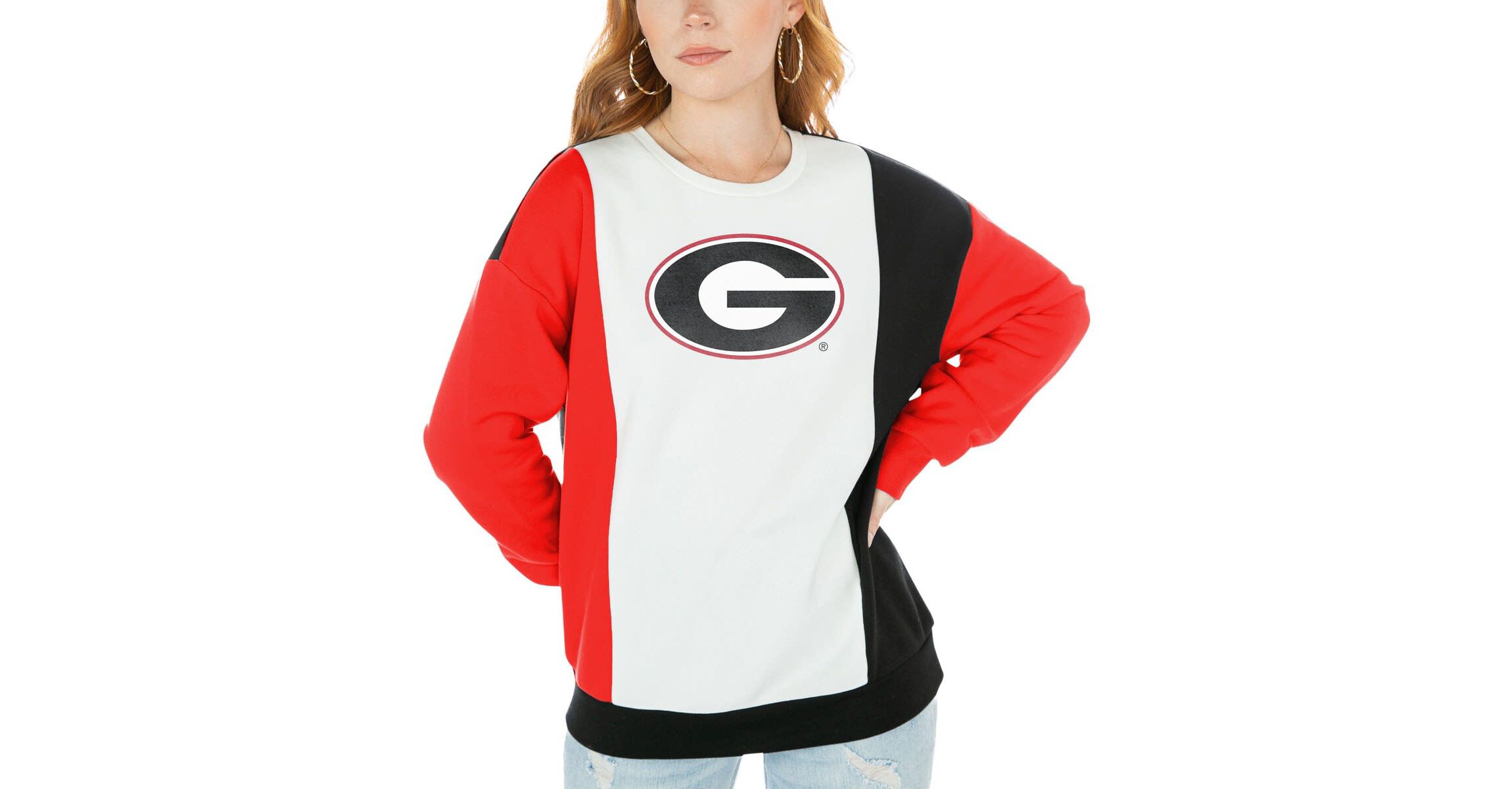 NCAA Georgia Bulldogs Vertical Color-Block Pullover Sweatshirt