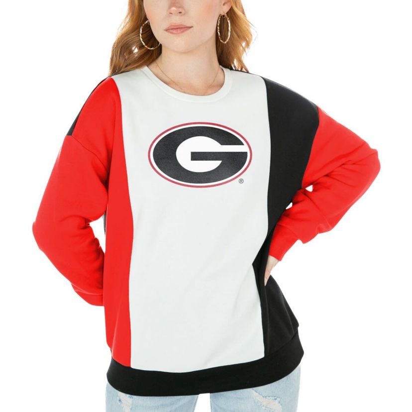 NCAA Georgia Bulldogs Vertical Color-Block Pullover Sweatshirt
