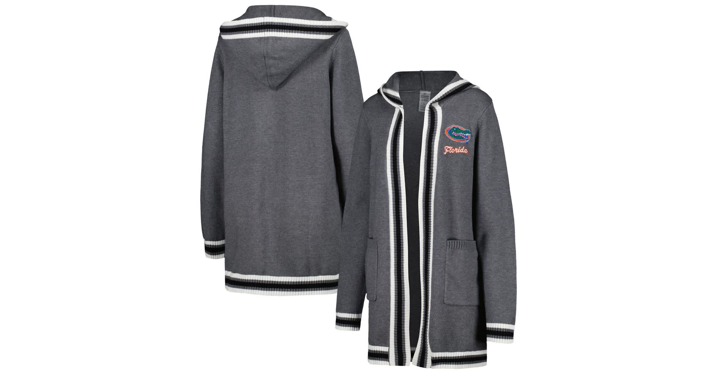 NCAA Florida Gators One More Round Tri-Blend Striped Hooded Cardigan Sweater