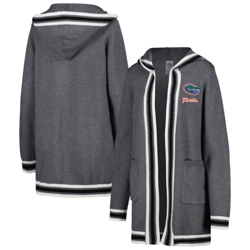 NCAA Florida Gators One More Round Tri-Blend Striped Hooded Cardigan Sweater