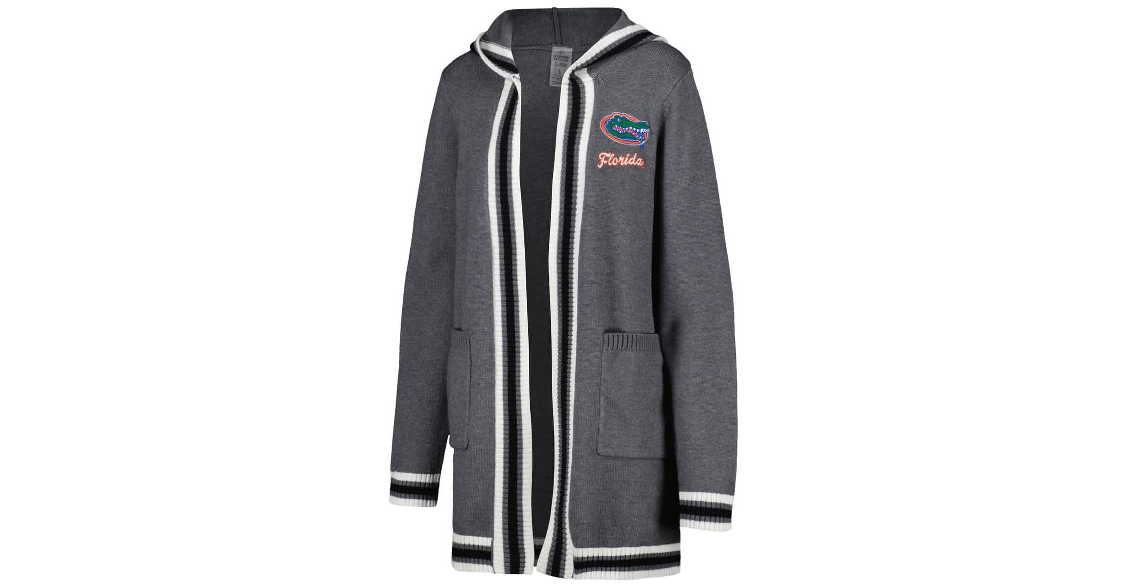 NCAA Florida Gators One More Round Tri-Blend Striped Hooded Cardigan Sweater