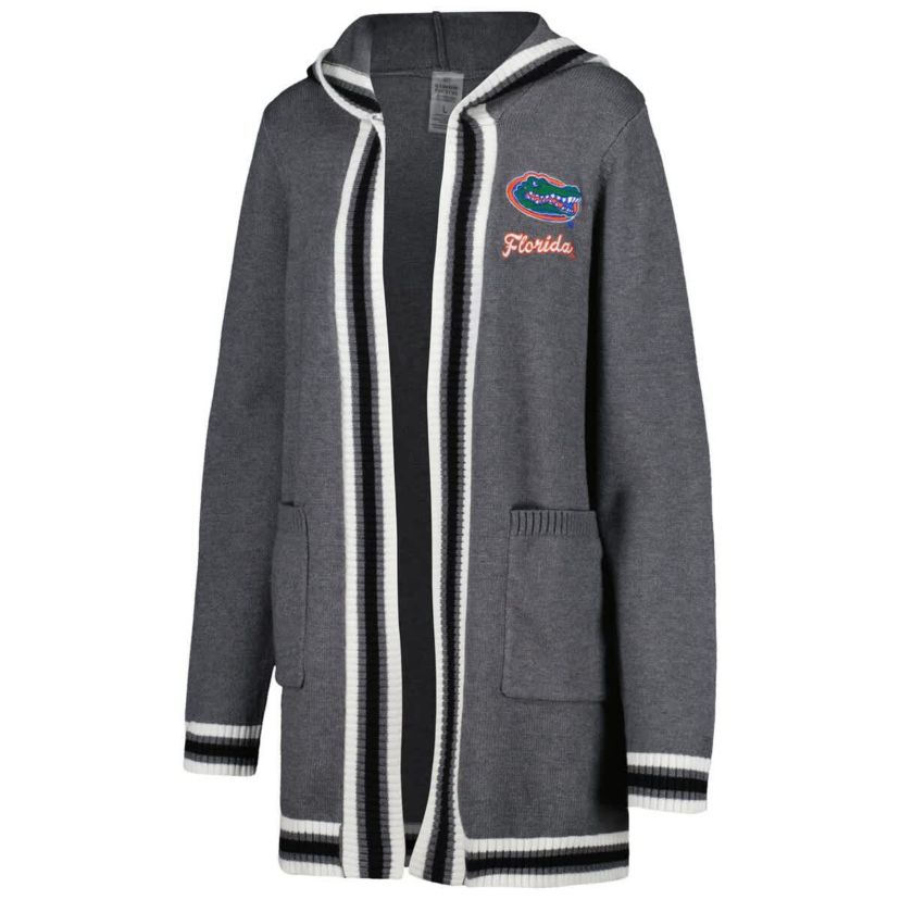 NCAA Florida Gators One More Round Tri-Blend Striped Hooded Cardigan Sweater