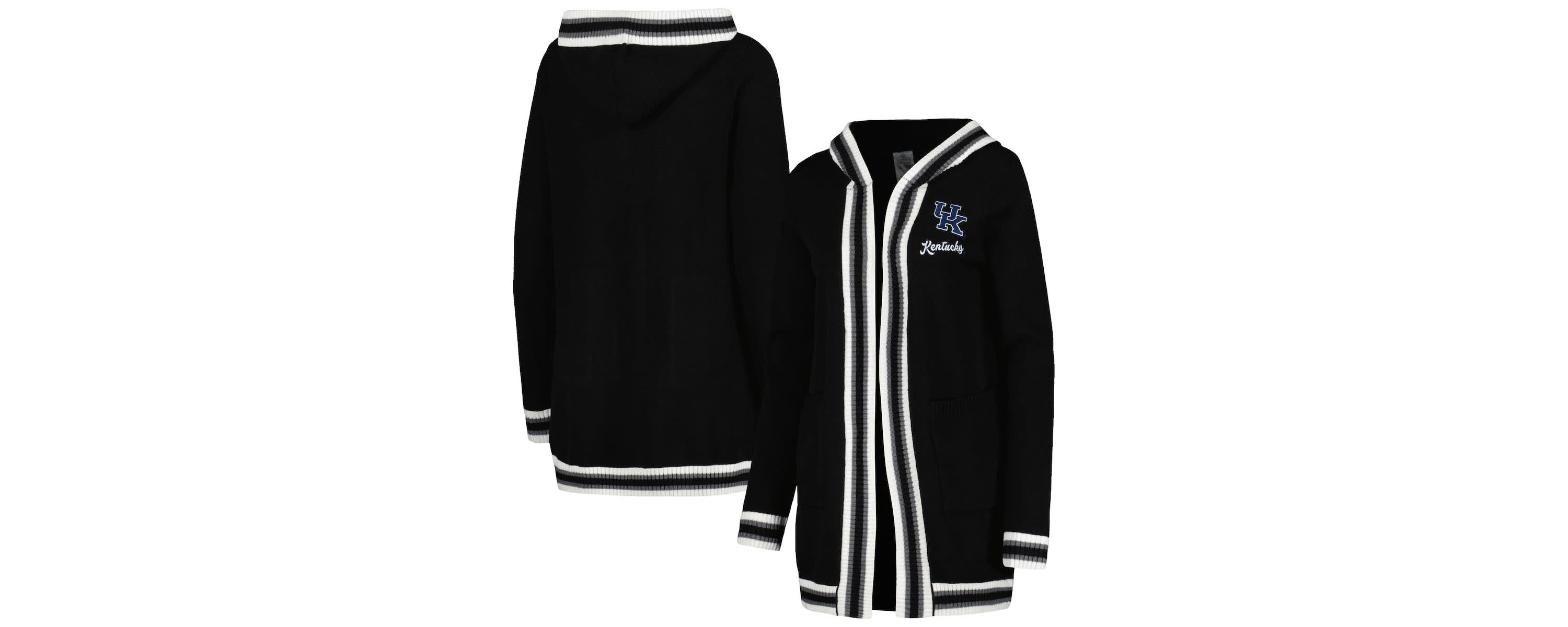 NCAA Kentucky Wildcats One More Round Tri-Blend Striped Hooded Cardigan Sweater