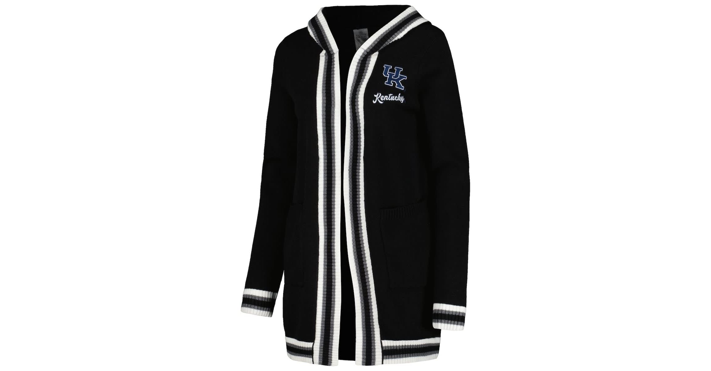 NCAA Kentucky Wildcats One More Round Tri-Blend Striped Hooded Cardigan Sweater