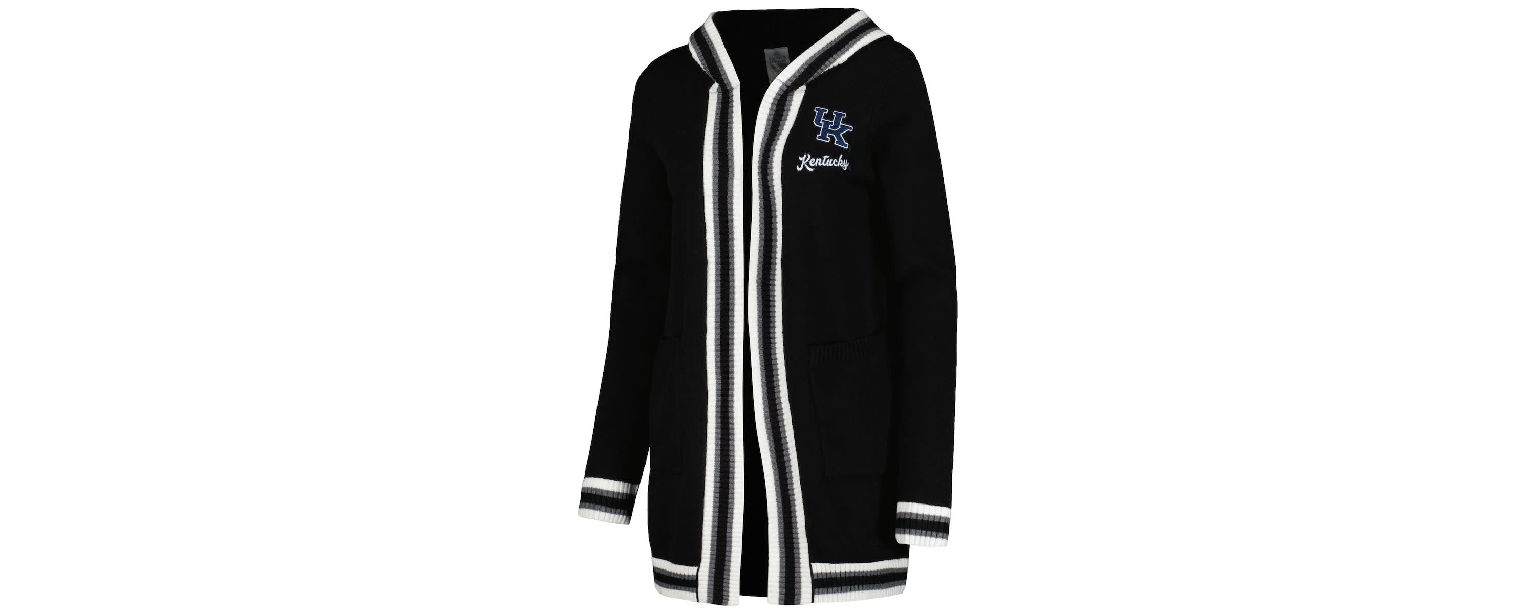 NCAA Kentucky Wildcats One More Round Tri-Blend Striped Hooded Cardigan Sweater