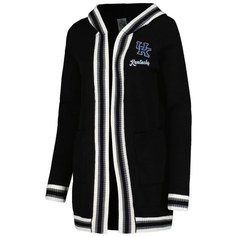 NCAA Kentucky Wildcats One More Round Tri-Blend Striped Hooded Cardigan Sweater
