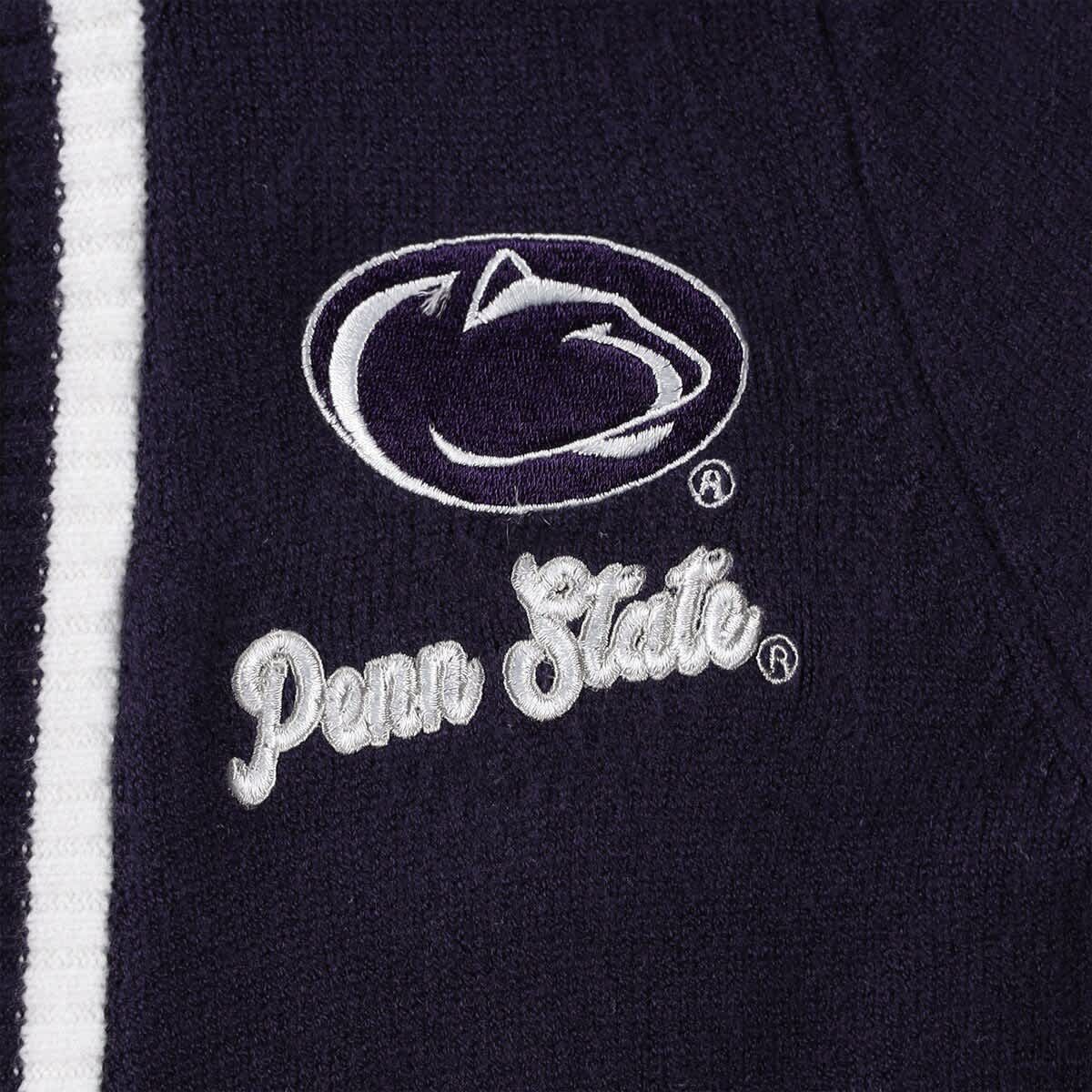 NCAA Penn State Nittany Lions One More Round Tri-Blend Striped Hooded Cardigan Sweater