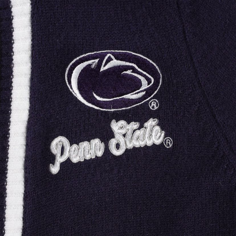 NCAA Penn State Nittany Lions One More Round Tri-Blend Striped Hooded Cardigan Sweater