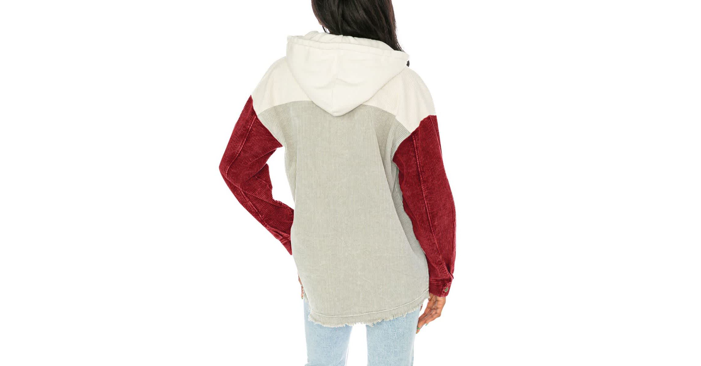 Alabama Crimson Tide NCAA Alabama Tide Vintage Wash Corduroy Full-Snap Hooded Shacket