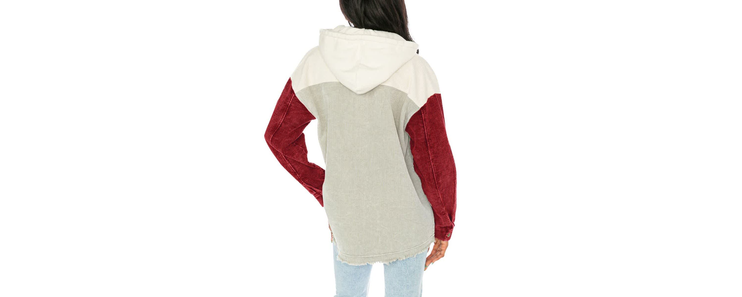 Alabama Crimson Tide NCAA Alabama Tide Vintage Wash Corduroy Full-Snap Hooded Shacket