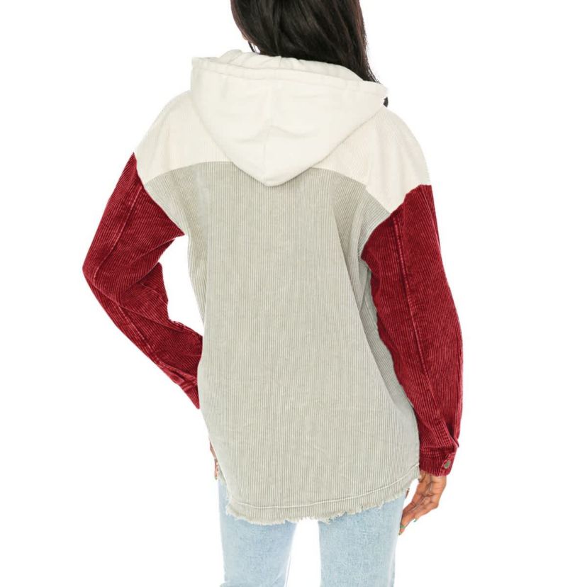 Alabama Crimson Tide NCAA Alabama Tide Vintage Wash Corduroy Full-Snap Hooded Shacket