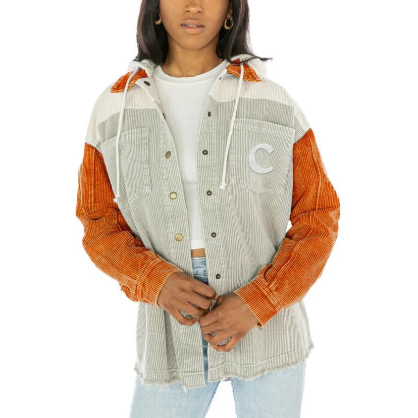 NCAA Clemson Tigers Vintage Wash Corduroy Full-Snap Hooded Shacket