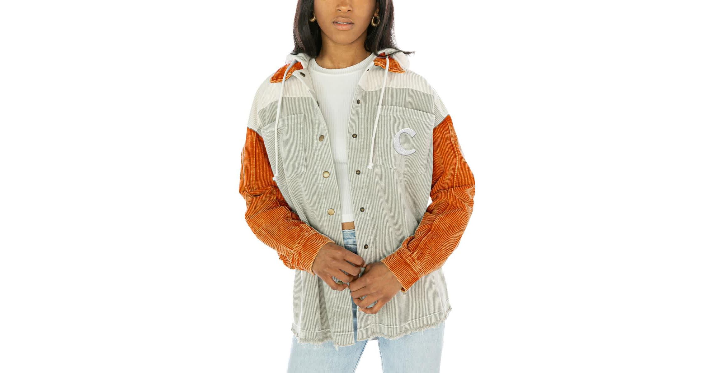 NCAA Clemson Tigers Vintage Wash Corduroy Full-Snap Hooded Shacket