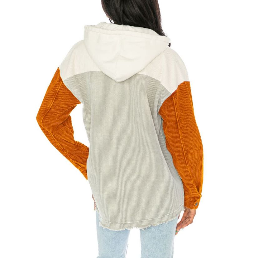 NCAA Clemson Tigers Vintage Wash Corduroy Full-Snap Hooded Shacket