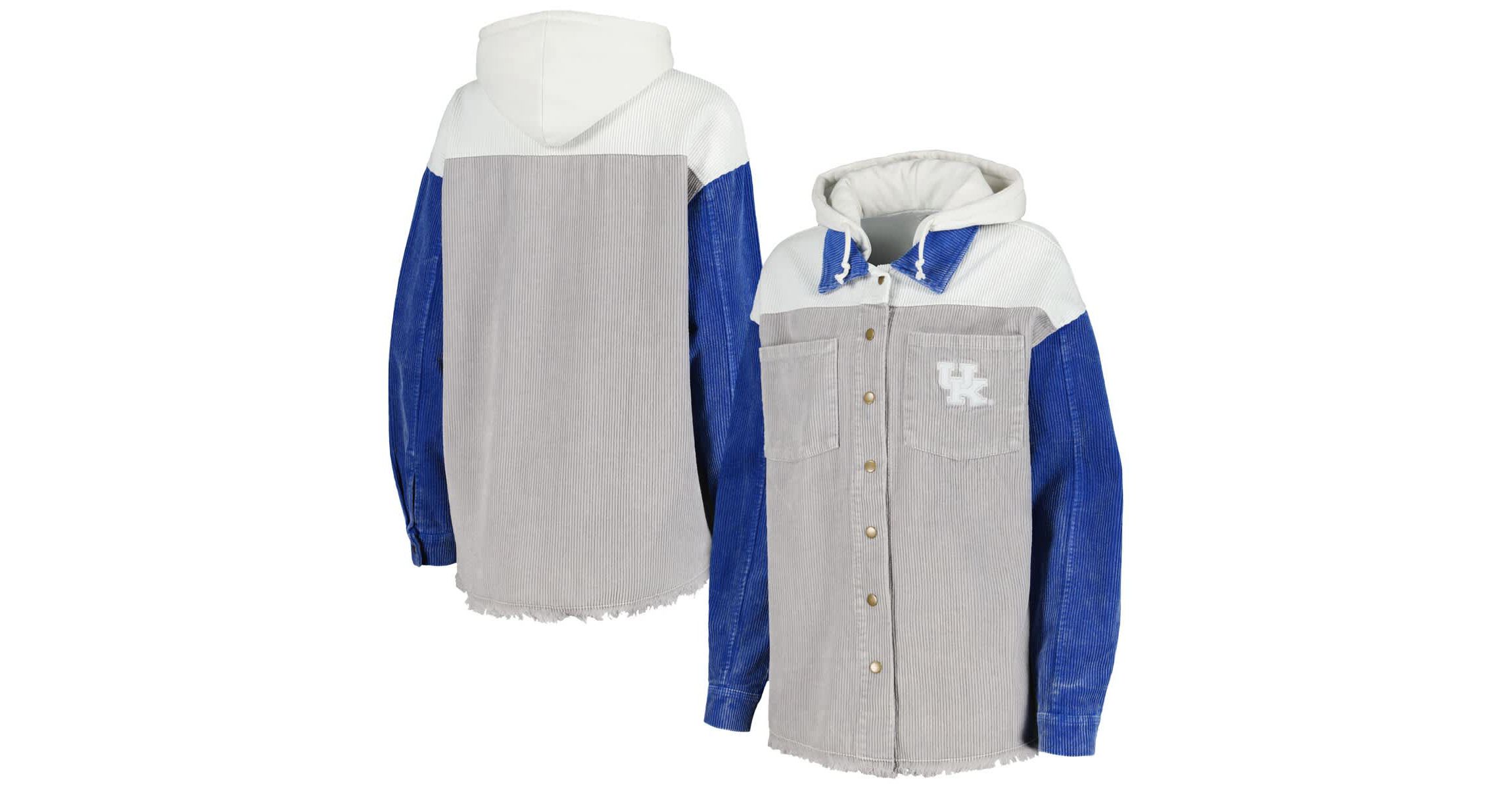 NCAA Kentucky Wildcats Vintage Wash Corduroy Full-Snap Hooded Shacket