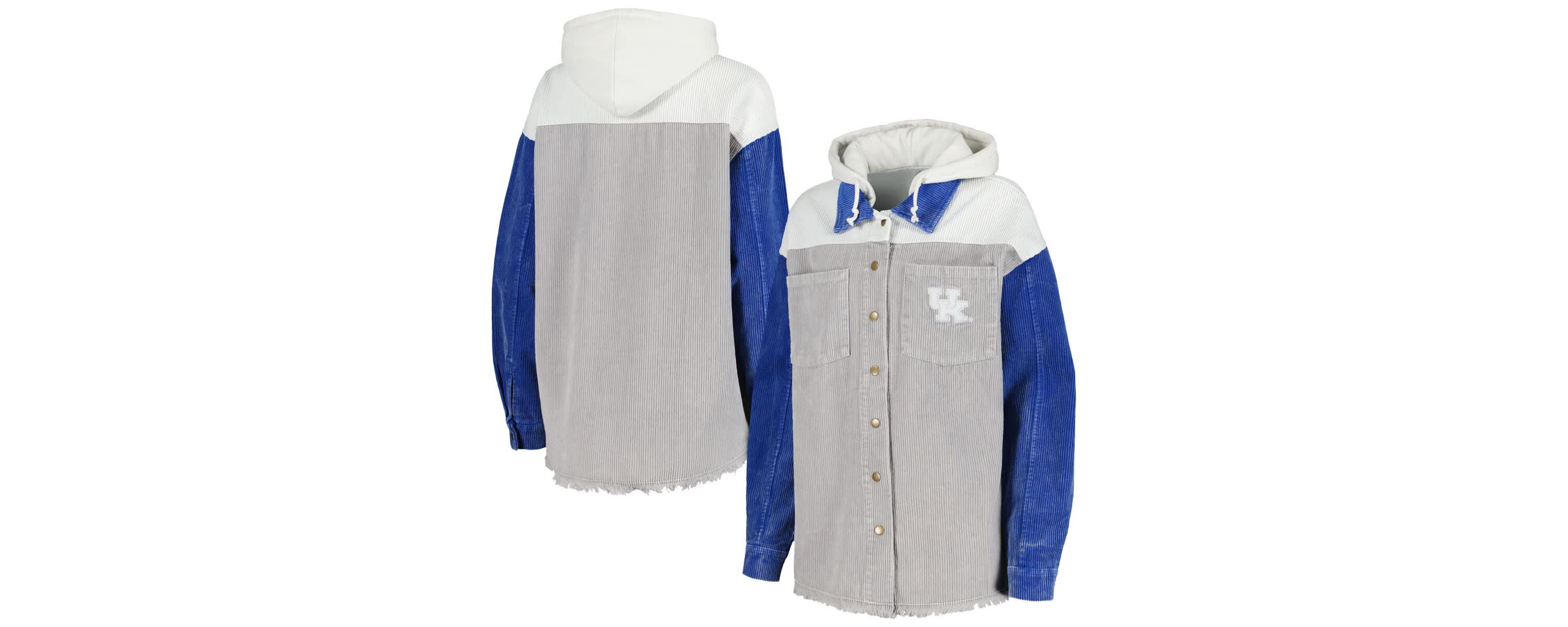 NCAA Kentucky Wildcats Vintage Wash Corduroy Full-Snap Hooded Shacket