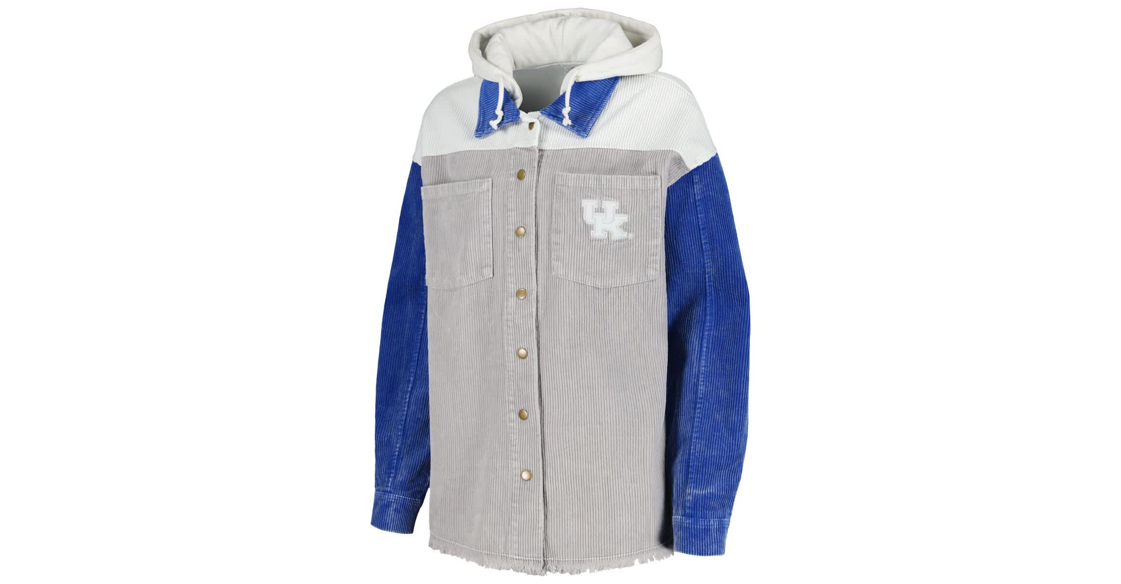 NCAA Kentucky Wildcats Vintage Wash Corduroy Full-Snap Hooded Shacket